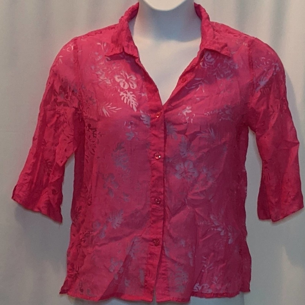 Salon Studio Burn Out Button Down Top